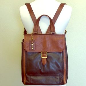 Fossil Leather Backpack :: Two Tone